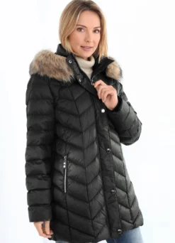 Daunenjacke mit abnehmbarer Kapuze