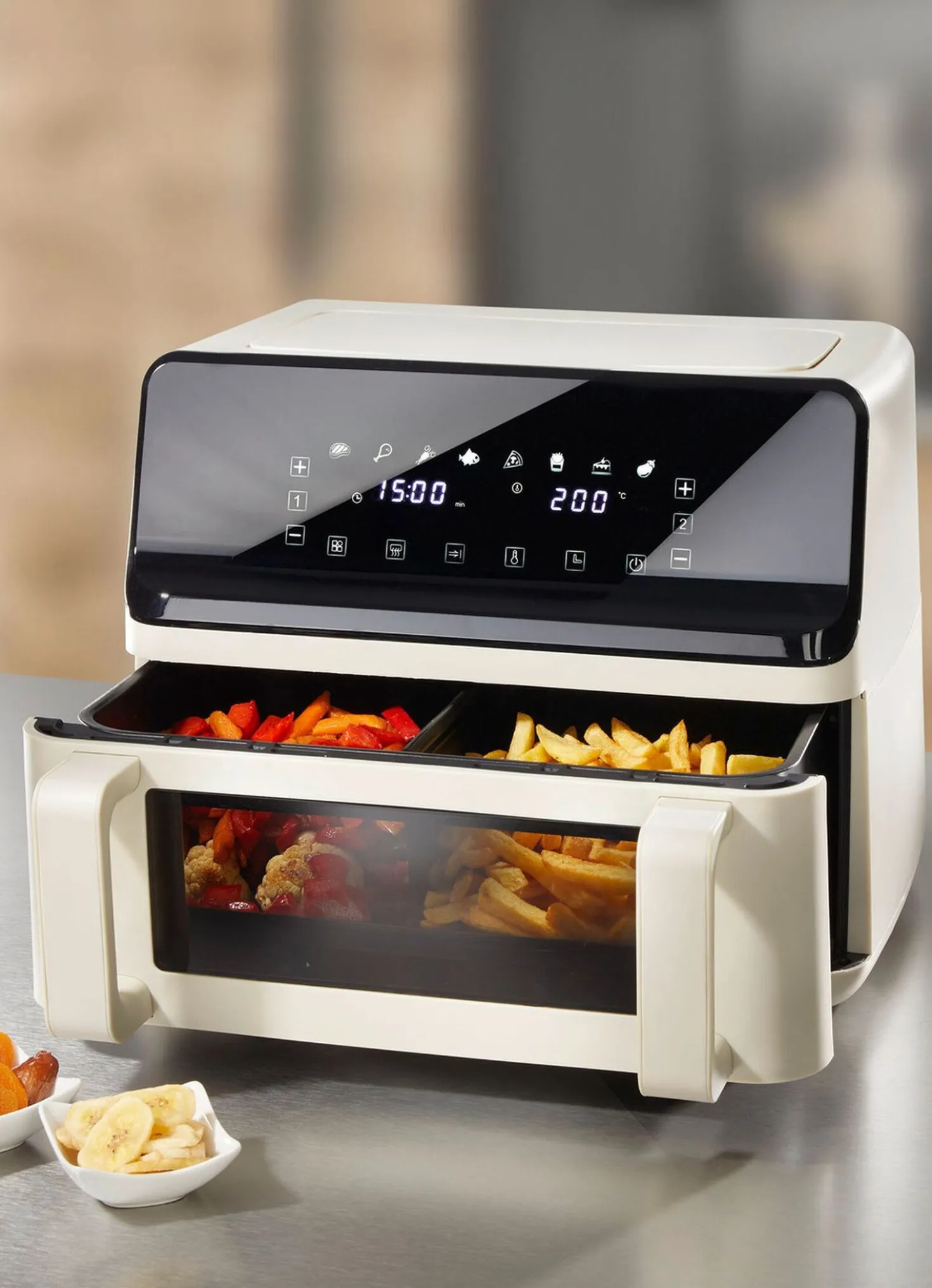 Digitale Heißluftfritteuse mit Touchdisplay