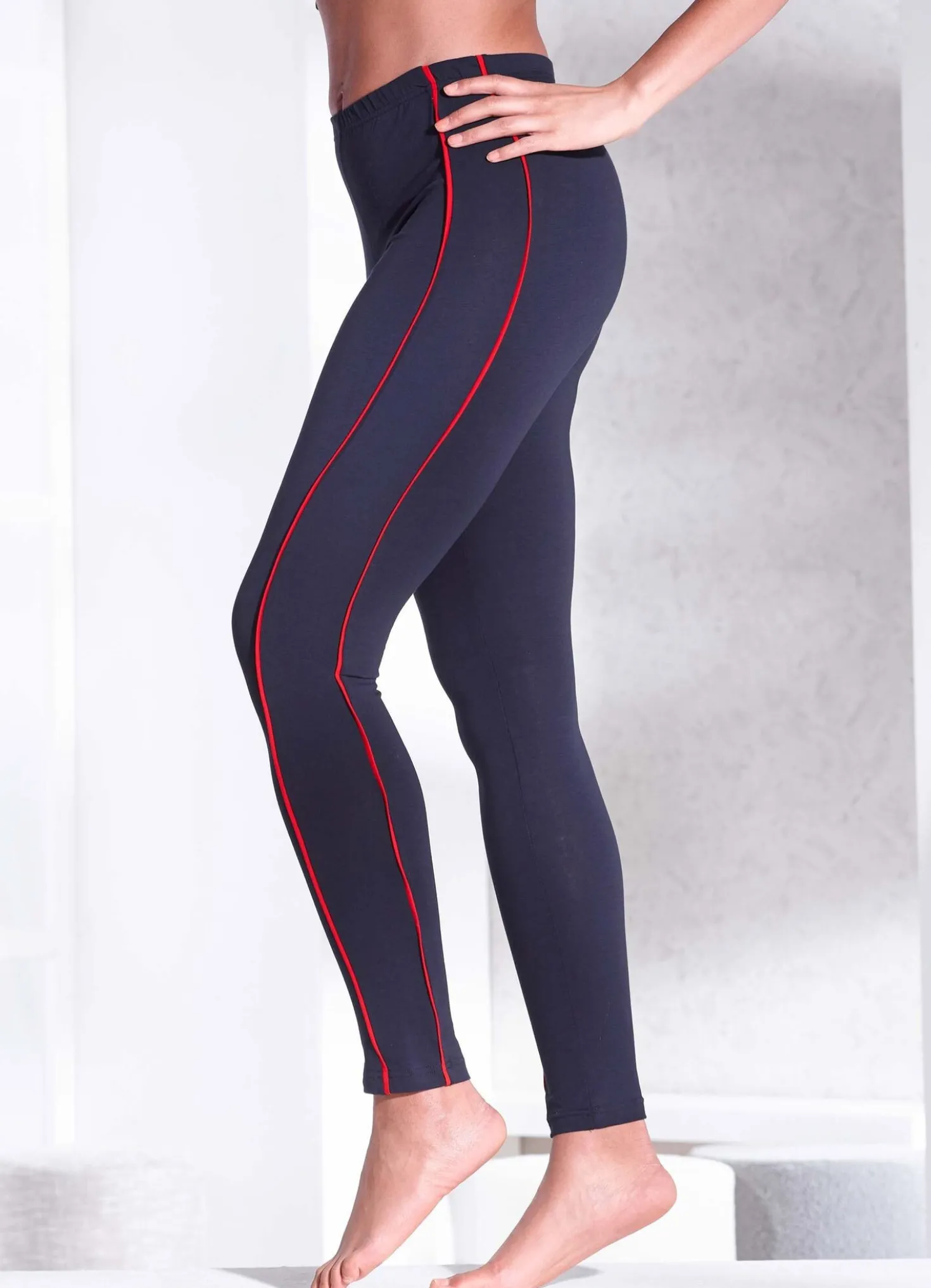 Dreierpack Leggings mit Kontrastpaspeln