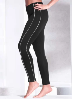Dreierpack Leggings mit Kontrastpaspeln