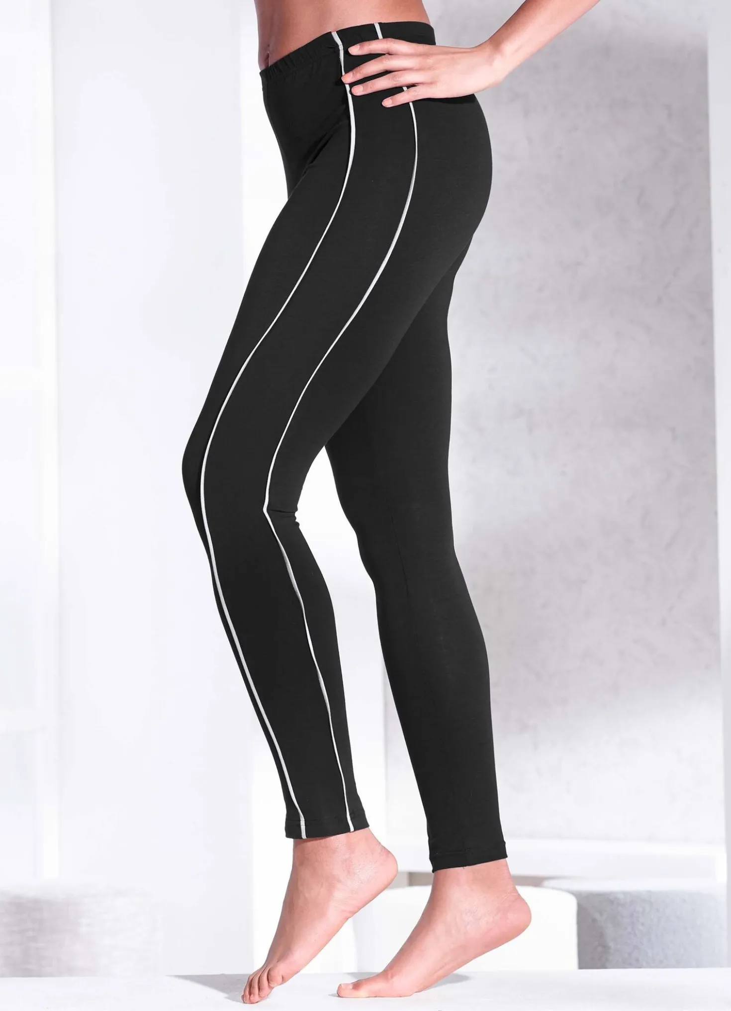Dreierpack Leggings mit Kontrastpaspeln