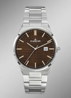 Dugena-Quartz-Herrenuhr mit Edelstahlbandgehäuse