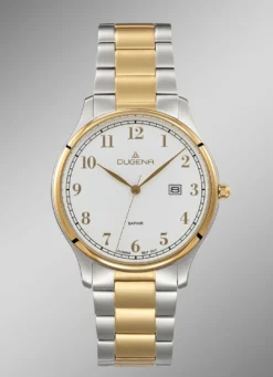 Dugena-Quartz-Herrenuhr mit Edelstahlbandgehäuse