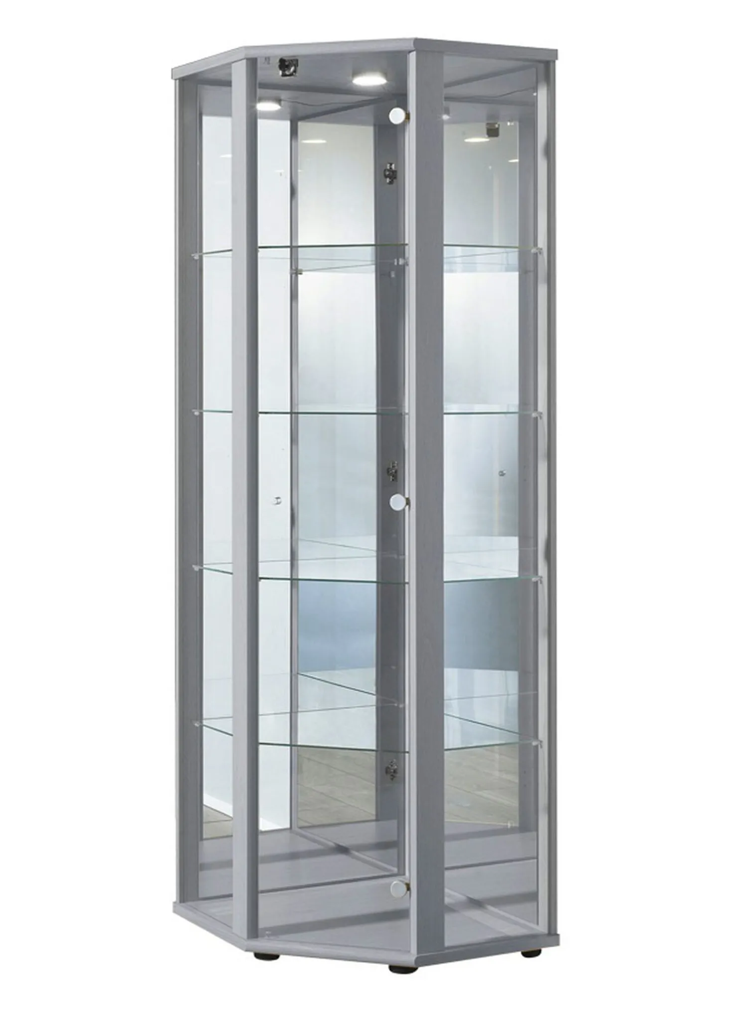Eck-Vitrine mit LED-Beleuchtung