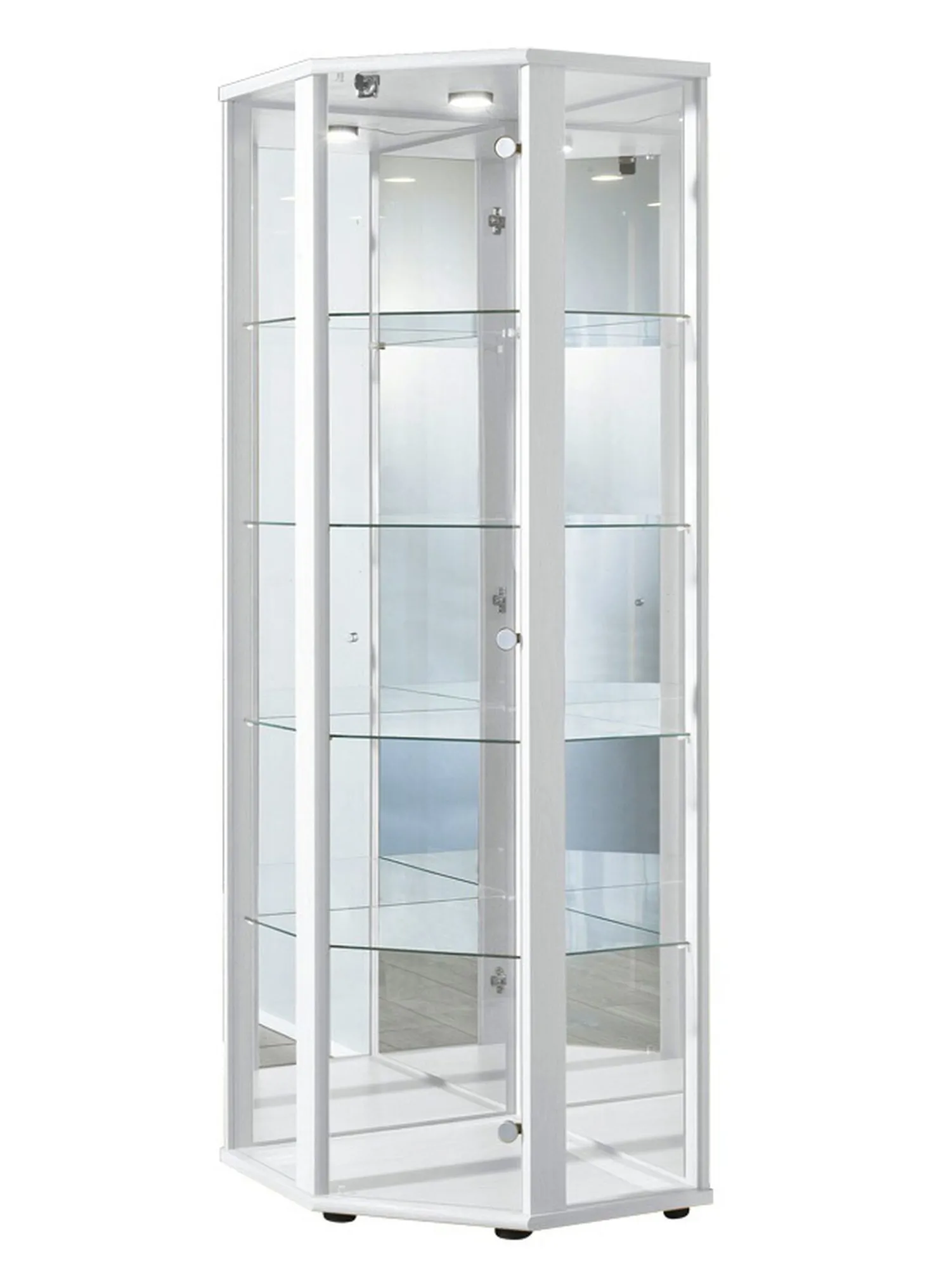 Eck-Vitrine mit LED-Beleuchtung