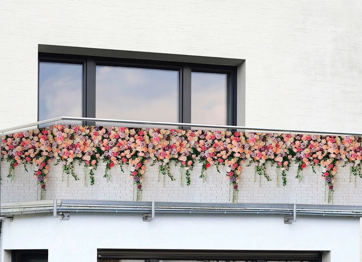Einseitig bedruckter Balkon-Sichtschutz inkl. Befestigungsmaterial
