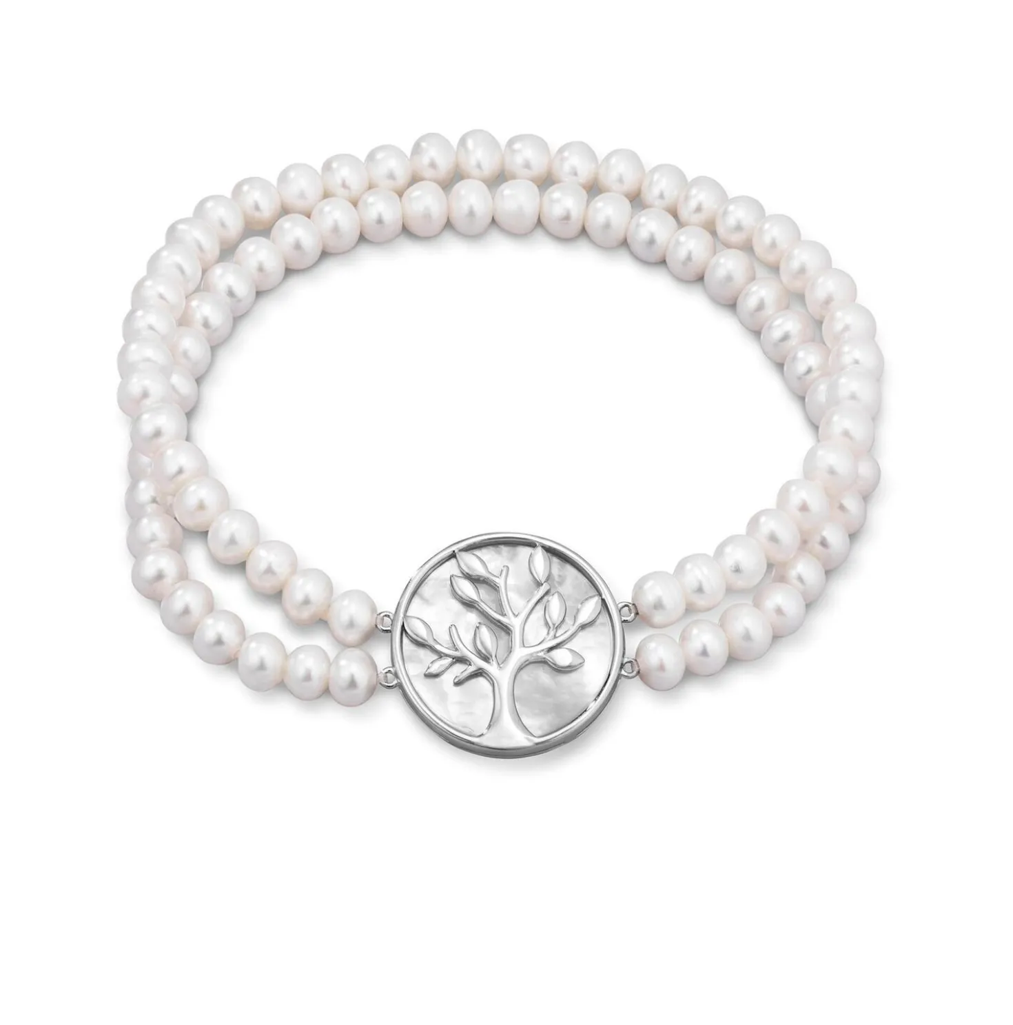 Elastisches 2-reihiges Armband mit Süßwasser-Zuchtperlen