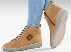 ELENA EDEN Schnür-Bootie aus Nubukleder, mit Leder-Applikation