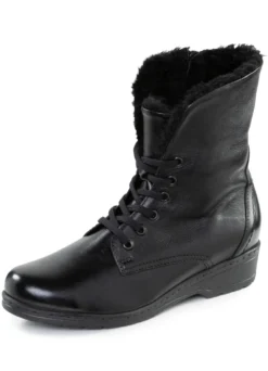 ELENA EDEN Schnür-Stiefelette mit umschlagbarem Lammfellkragen