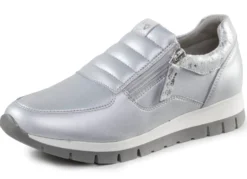 ELENA EDEN Sneaker aus Nappaleder und silbergrau geprägtem Veloursleder