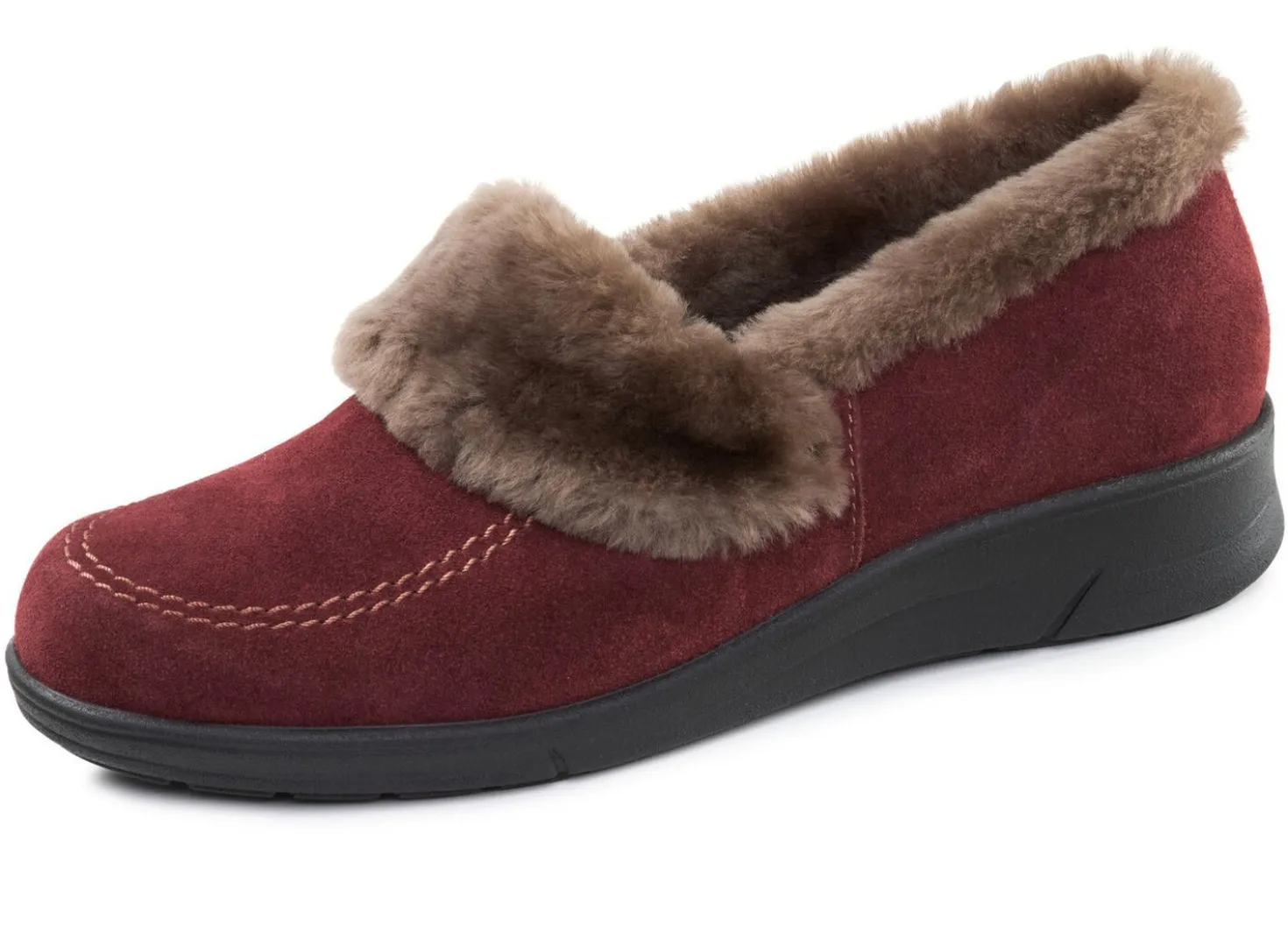 ELENA EDEN, warme Damen-Hausschuhe, Weite H, mit Lammfell