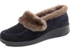 ELENA EDEN, warme Damen-Hausschuhe, Weite H, mit Lammfell