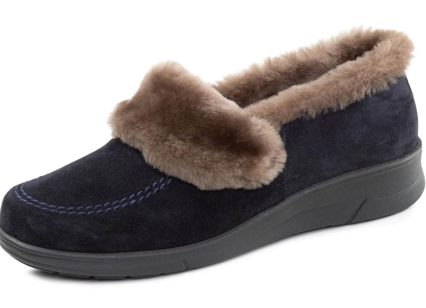 ELENA EDEN, warme Damen-Hausschuhe, Weite H, mit Lammfell