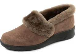 ELENA EDEN, warme Damen-Hausschuhe, Weite H, mit Lammfell