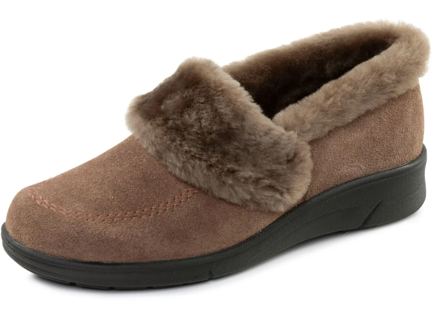 ELENA EDEN, warme Damen-Hausschuhe, Weite H, mit Lammfell