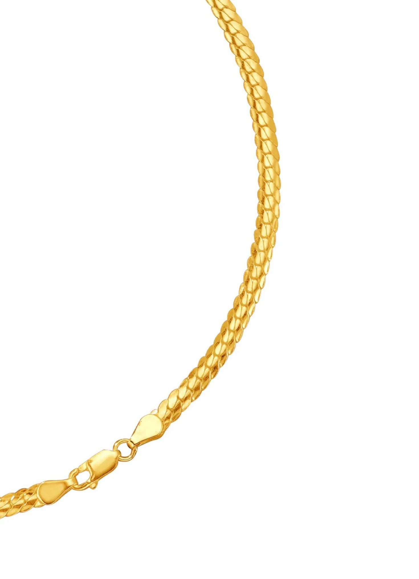 Enge und flache Panzerkette oder -armband aus Gold