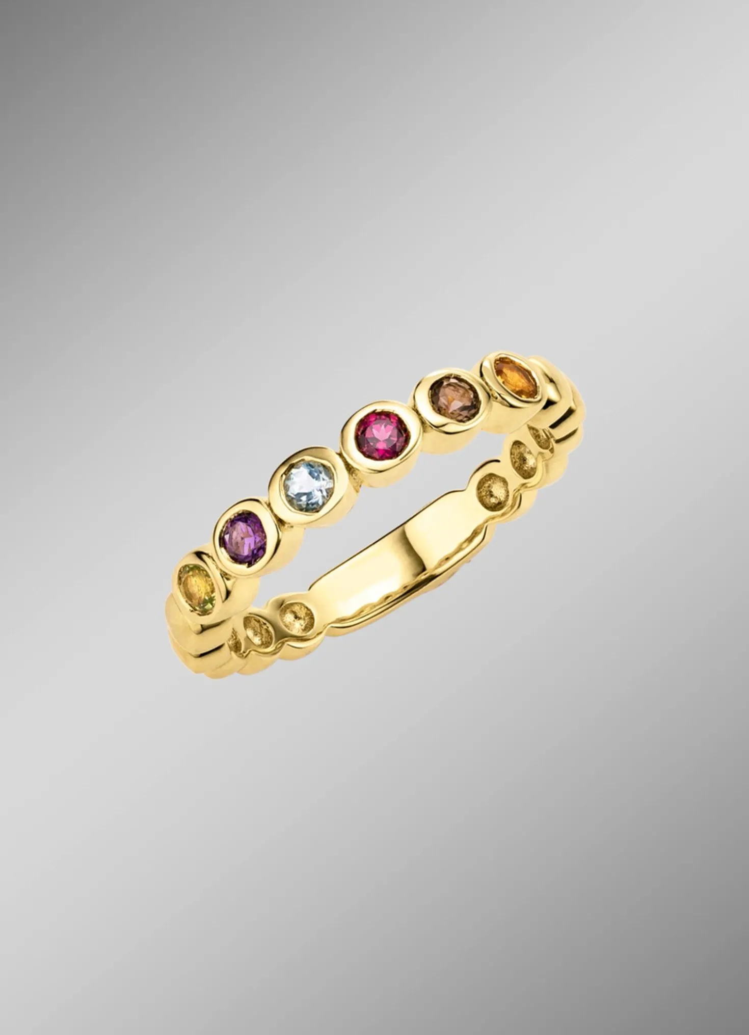Farbenfroher Memoire-Ring aus hochwertigem Gold