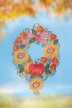 Fensterbild mit Herbstkranz-Motiv