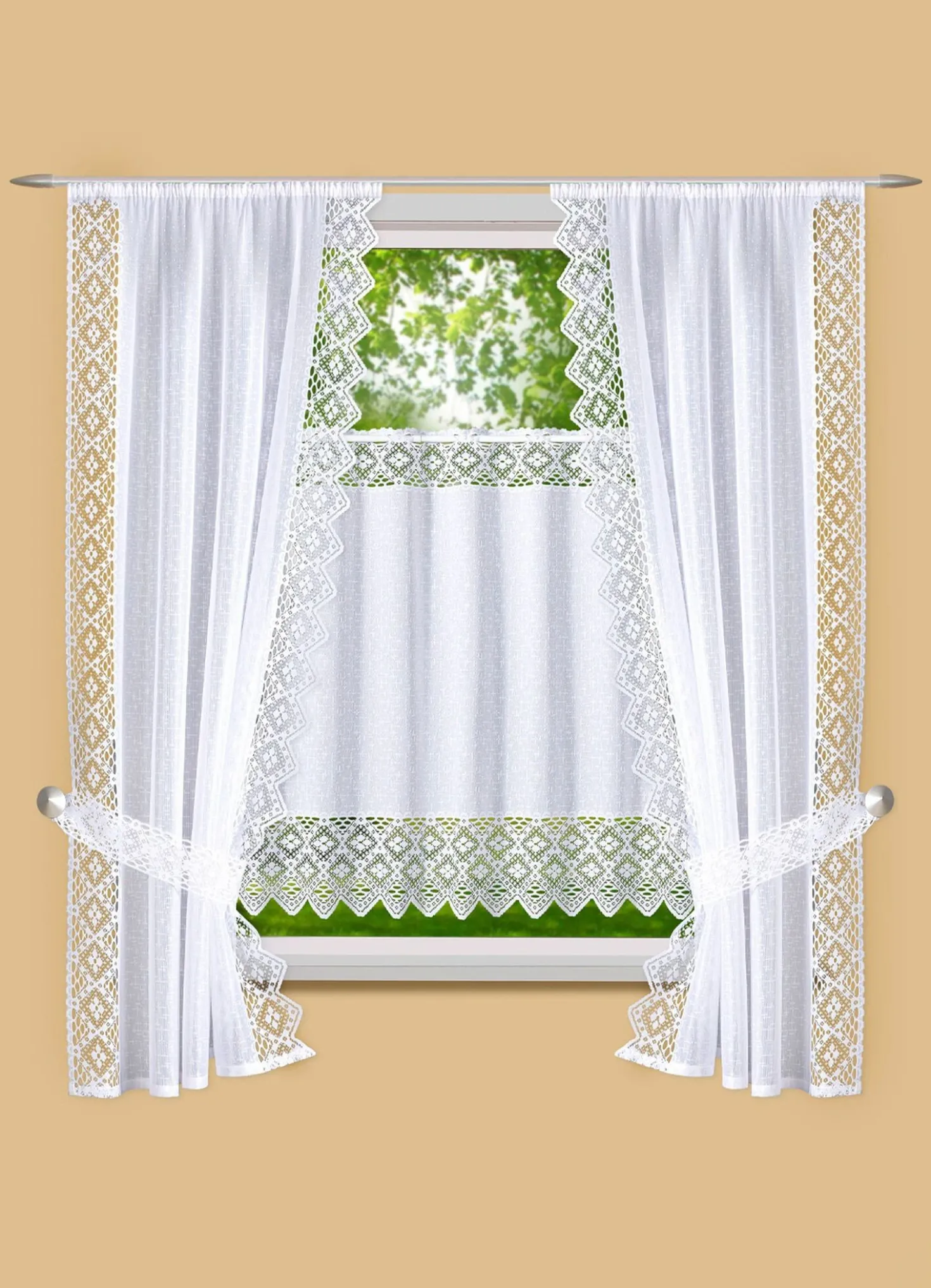 Fensterdekoration Häkelborte aus Jacquard