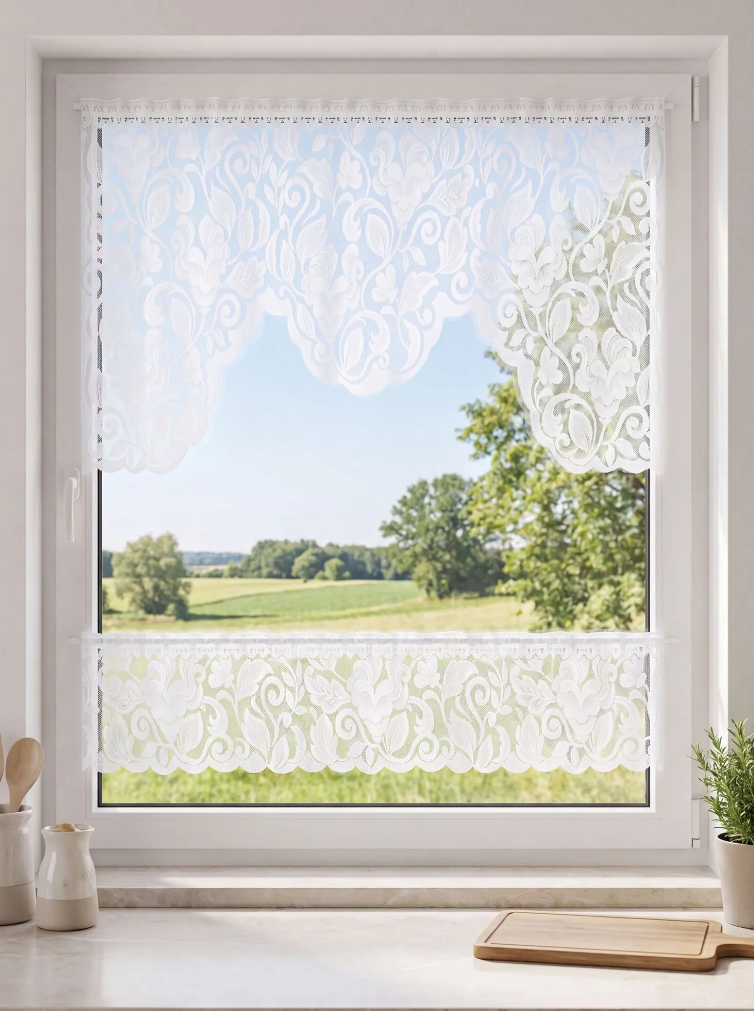 Fensterset mit Stangendurchzug, 2-teilig