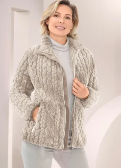 Fleecejacke mit Zopfmuster
