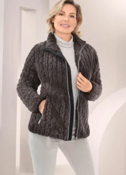 Fleecejacke mit Zopfmuster