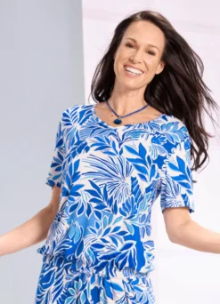 Floral dessinierte Shirt-Tunika