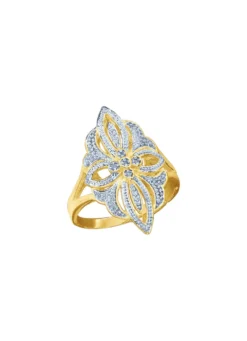 Floraler Damenring mit 4 Diamanten