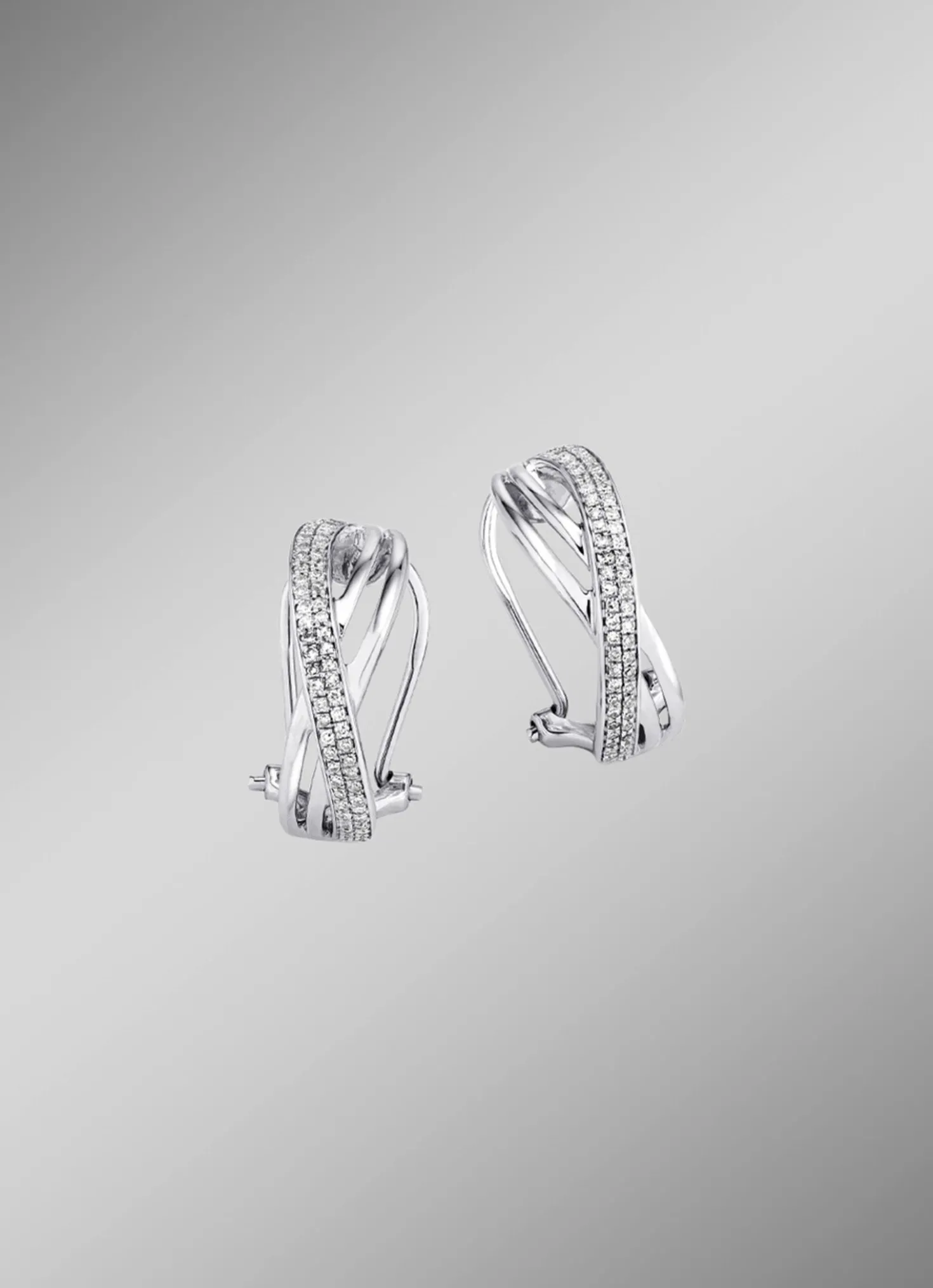 Funkelnde Clipstecker aus Weißgold mit 114 Diamanten