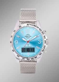 Funk-Herrenuhr mit Funktionen in türkis