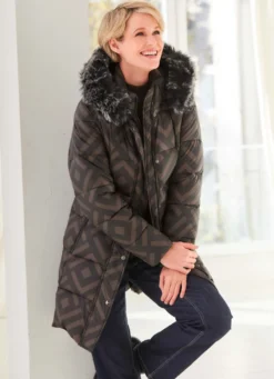 Funktions-Longjacke mit geometrischem Dessin