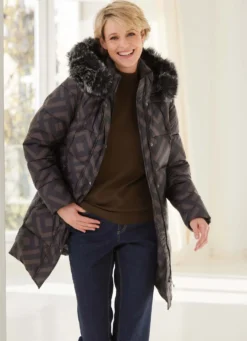 Funktions-Longjacke mit geometrischem Dessin