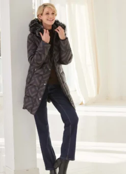 Funktions-Longjacke mit geometrischem Dessin