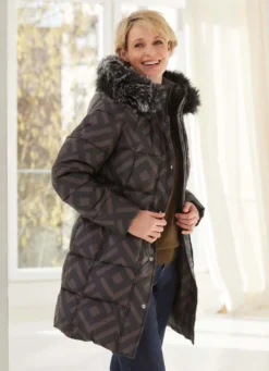 Funktions-Longjacke mit geometrischem Dessin