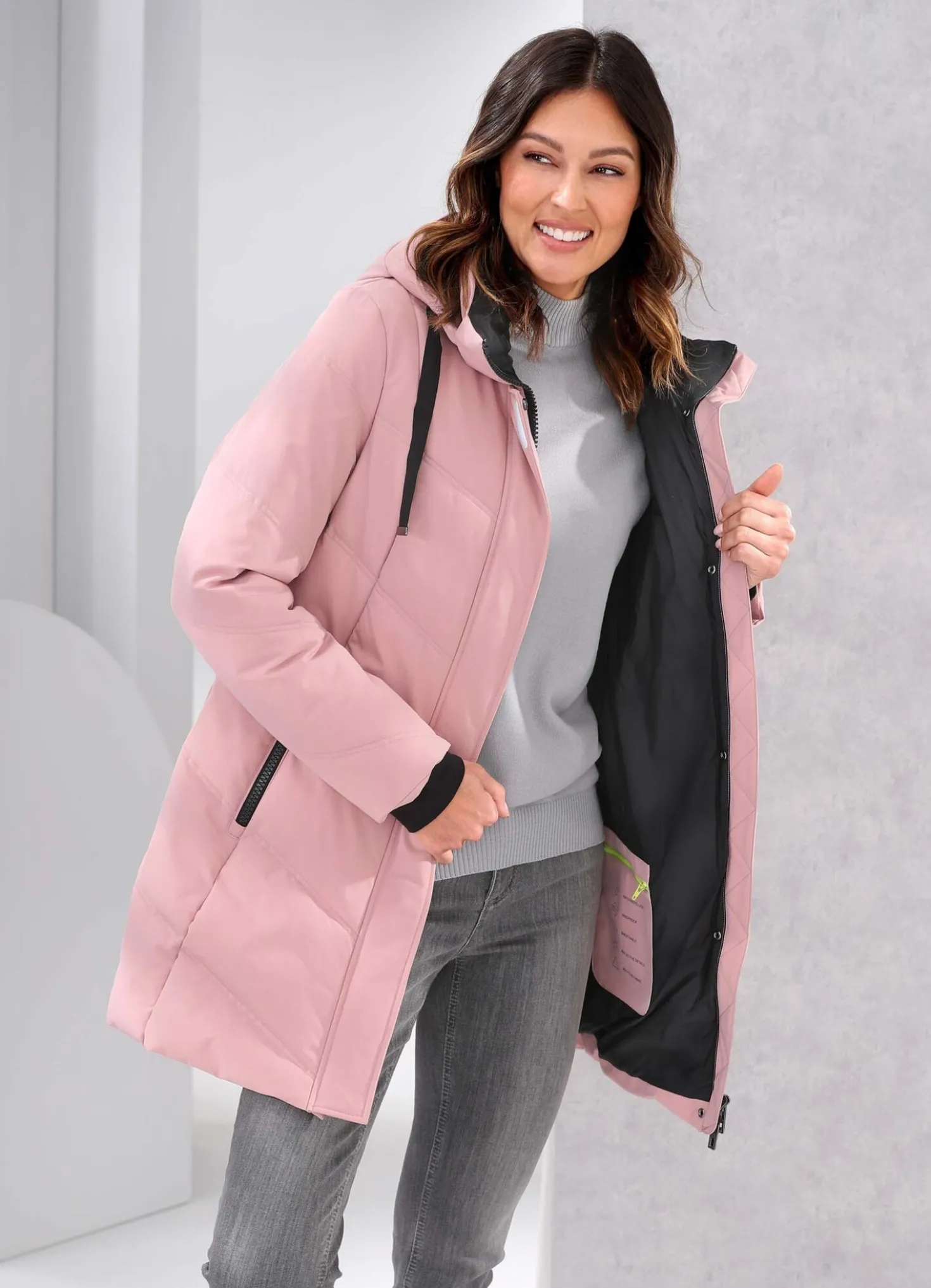 Funktions-Longjacke mit 2-Wege-Reißverschluss