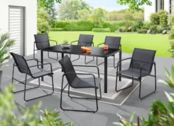 Gartenmöbel-Set mit pulverbeschichtetem Stahlrahmen, 7-teilig