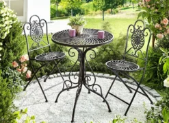 Gartenmöbel-Set, 3-teilig, aus Metall