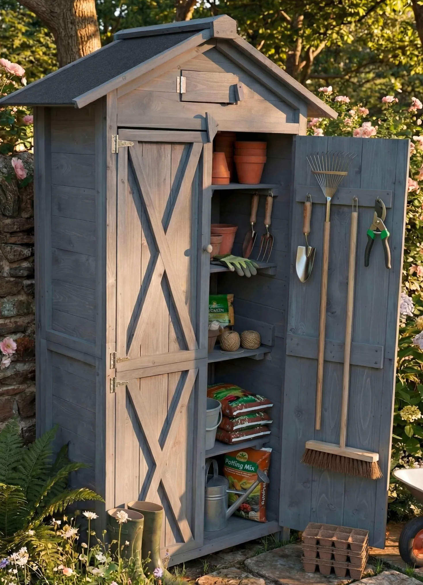 Gartenschrank aus Tannenholz