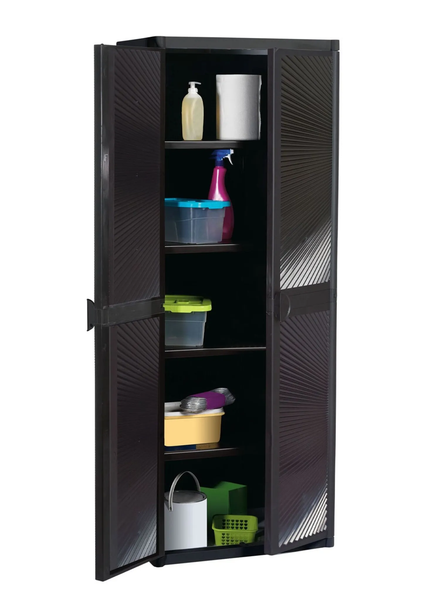 Gartenschrank mit strahlenförmigem Design an den Türen