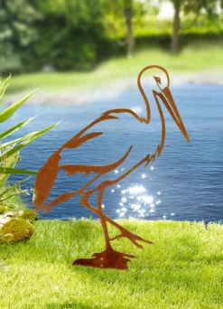 Gartenstecker Storch aus Spezialstahl