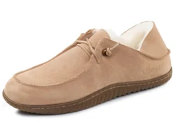 Gefütterte Herren-Slipper, Winterschuhe, mit Lammfell