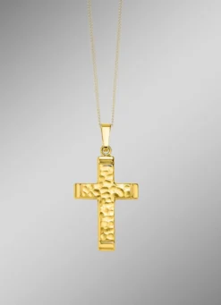 Gehämmerter Kreuz-Anhänger aus Gold