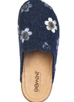 Gemini, bequeme Damen-Hausschuhe, Weite G, mit Blüten-Stickerei