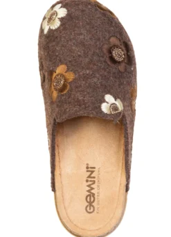 Gemini, bequeme Damen-Hausschuhe, Weite G, mit Blüten-Stickerei