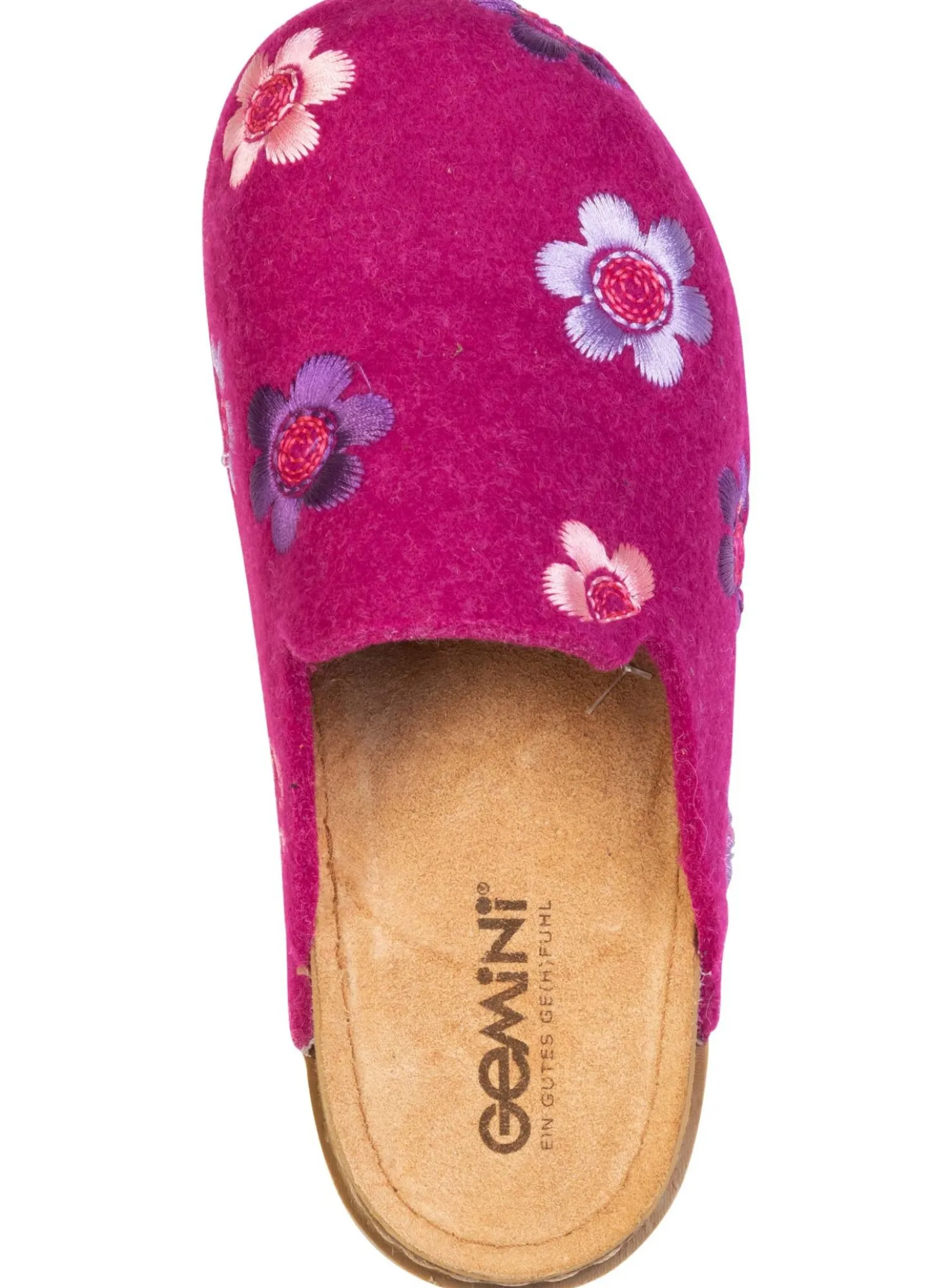 Gemini, bequeme Damen-Hausschuhe, Weite G, mit Blüten-Stickerei
