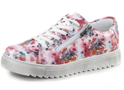 Gemini Schnür-Sneaker aus beschichtetem, floral bedrucktem Nappaleder