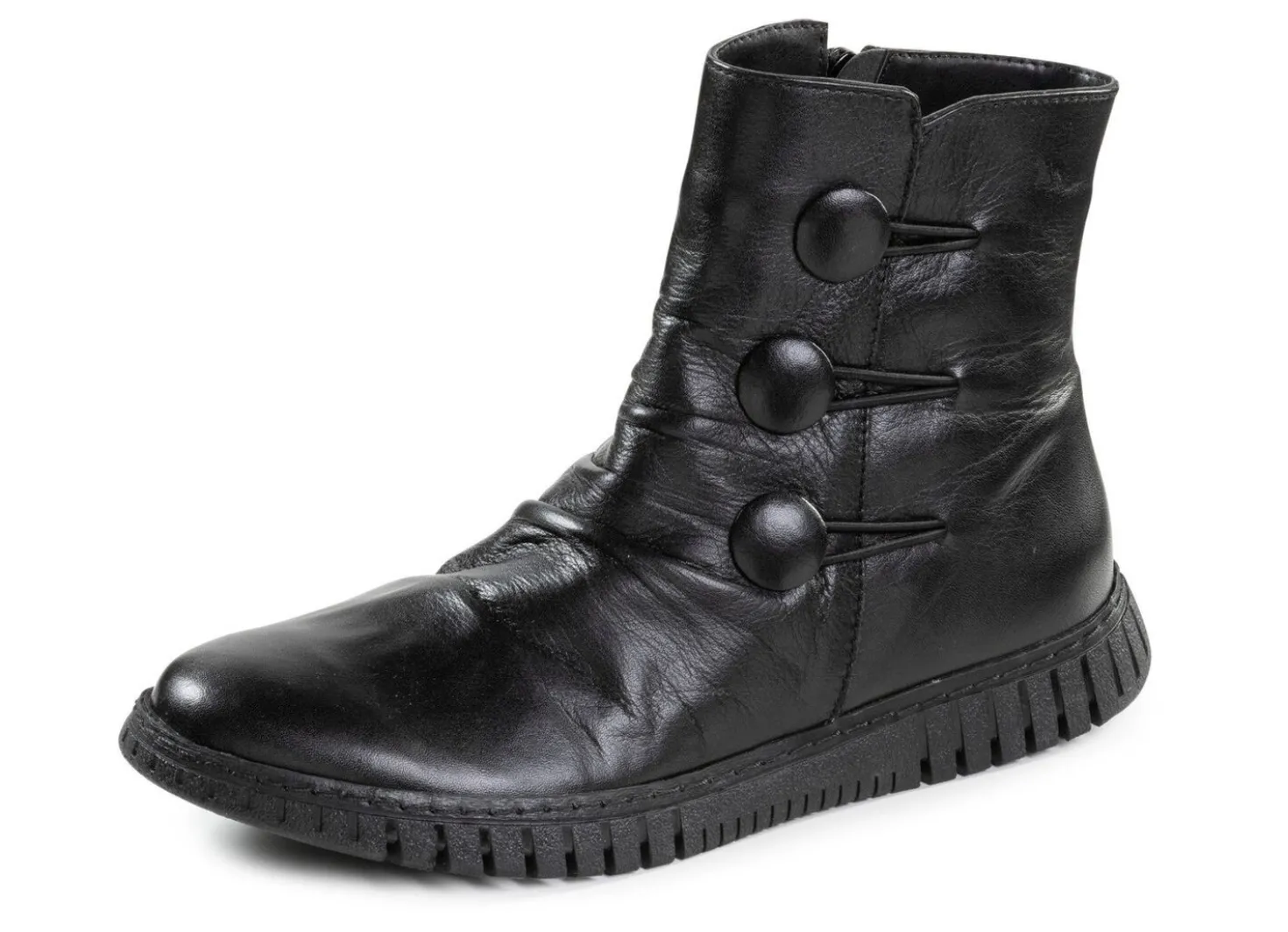Gemini Stiefelette mit Raffung und dekorativen Knöpfen