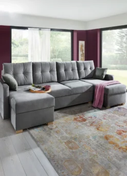 Gemütliche Wohnlandschaft mit Bettfunktion und 3 Bettkästen