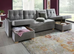 Gemütliche Wohnlandschaft mit Bettfunktion und 3 Bettkästen