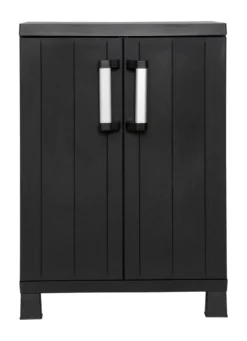 Geräteschrank Garage mit Holzlamellen-Effekt